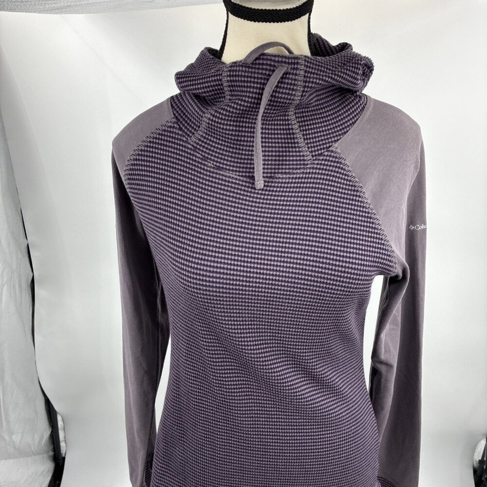 Columbia Womens Hoodie Pullover Purple Thermal Knit Cowl Neck Active Top M - Picture 2 of 7